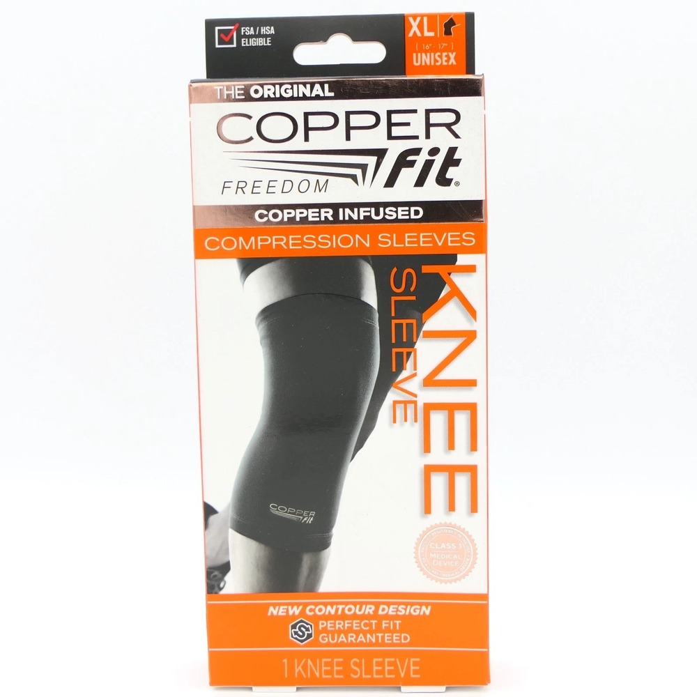 Copper Fit Freedom Copper Infused Compression Knee Sleeve Size XL Unisex Black